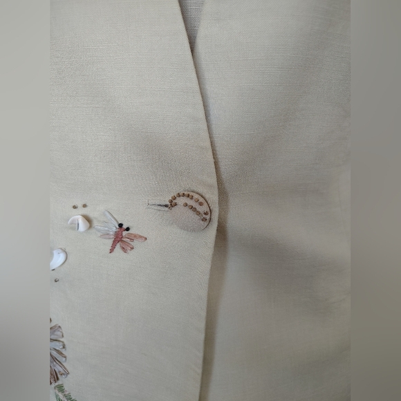 Louise Ricci Elegant Cream Floral Embroidered Suit Set Size 10 - Picture 7 of 16